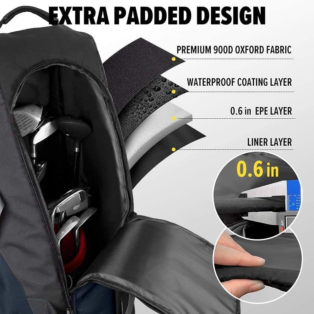 Custom Logo 900D Oxford Golf Bags For Men Waterproof Tote Golf Tour Staff Bag With Wheels Travel Padded Vessel Golf Stand Bags