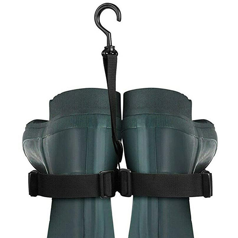 Custom Nylon Hanger For Fishing Wader Boots Water Boot Drying Rack With Adjustable Belt and Swivel Hook Boots Hanging Strap