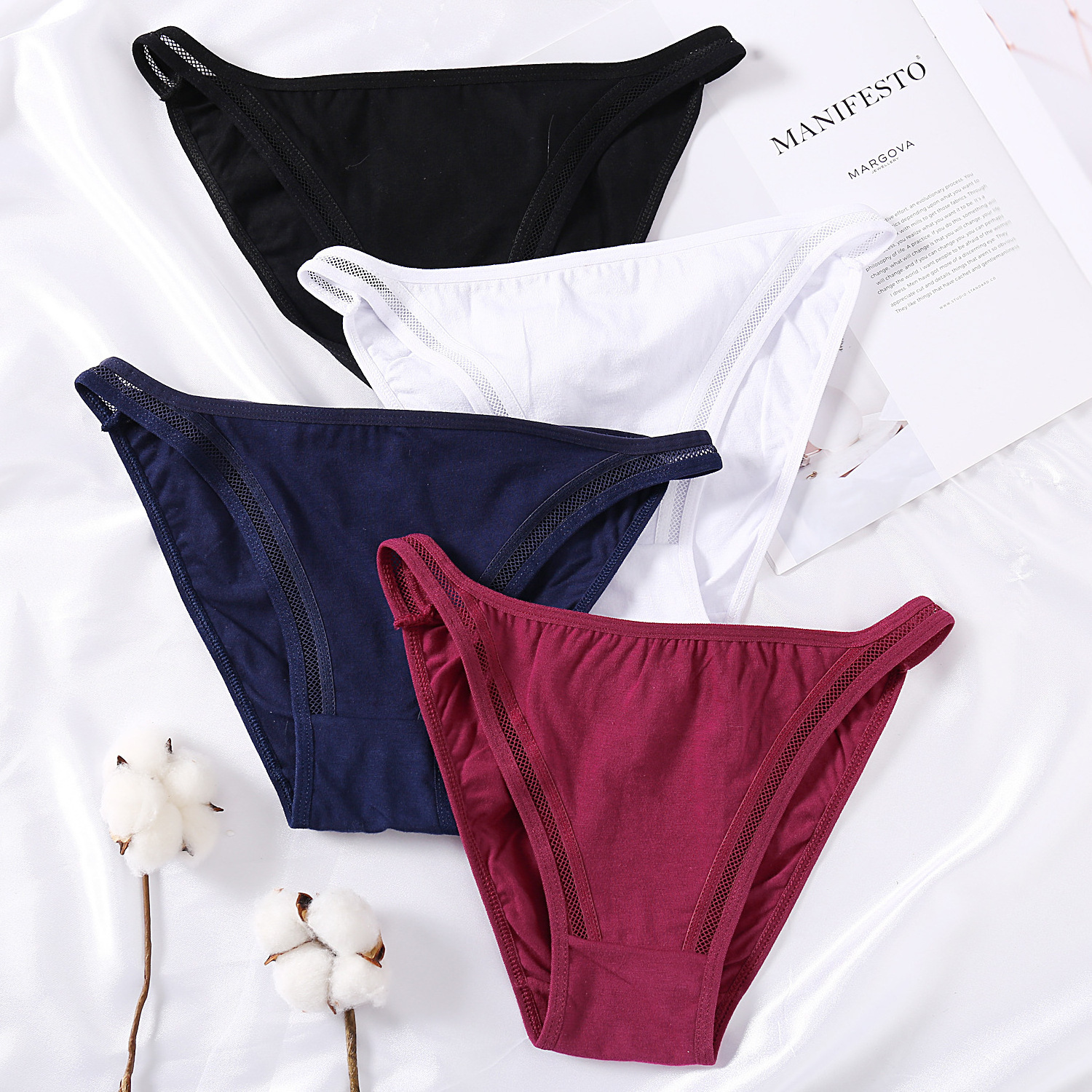 2022 OEM Bow Bandage Women Underwear Low Waist Sexy G-string Breathability Cotton Thongs Panty Women's Panties