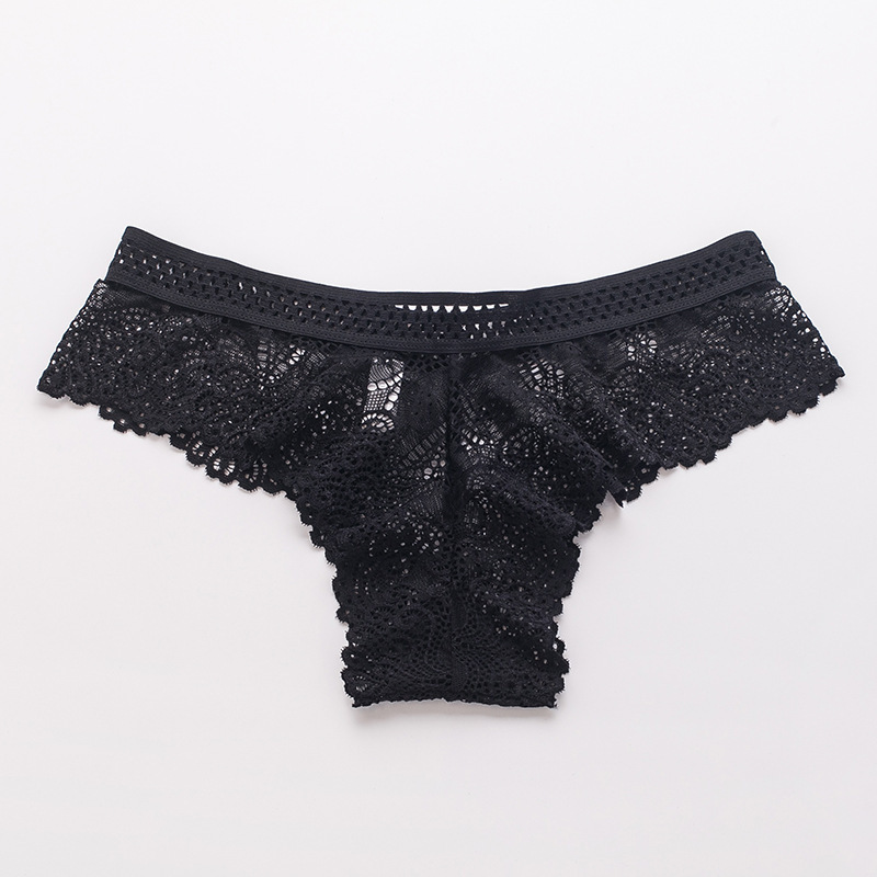 2022 Hot Sell New Fashion Style Women Sheer Lace Ruffle  Cotton Crotchless Panties Plus Size Thong