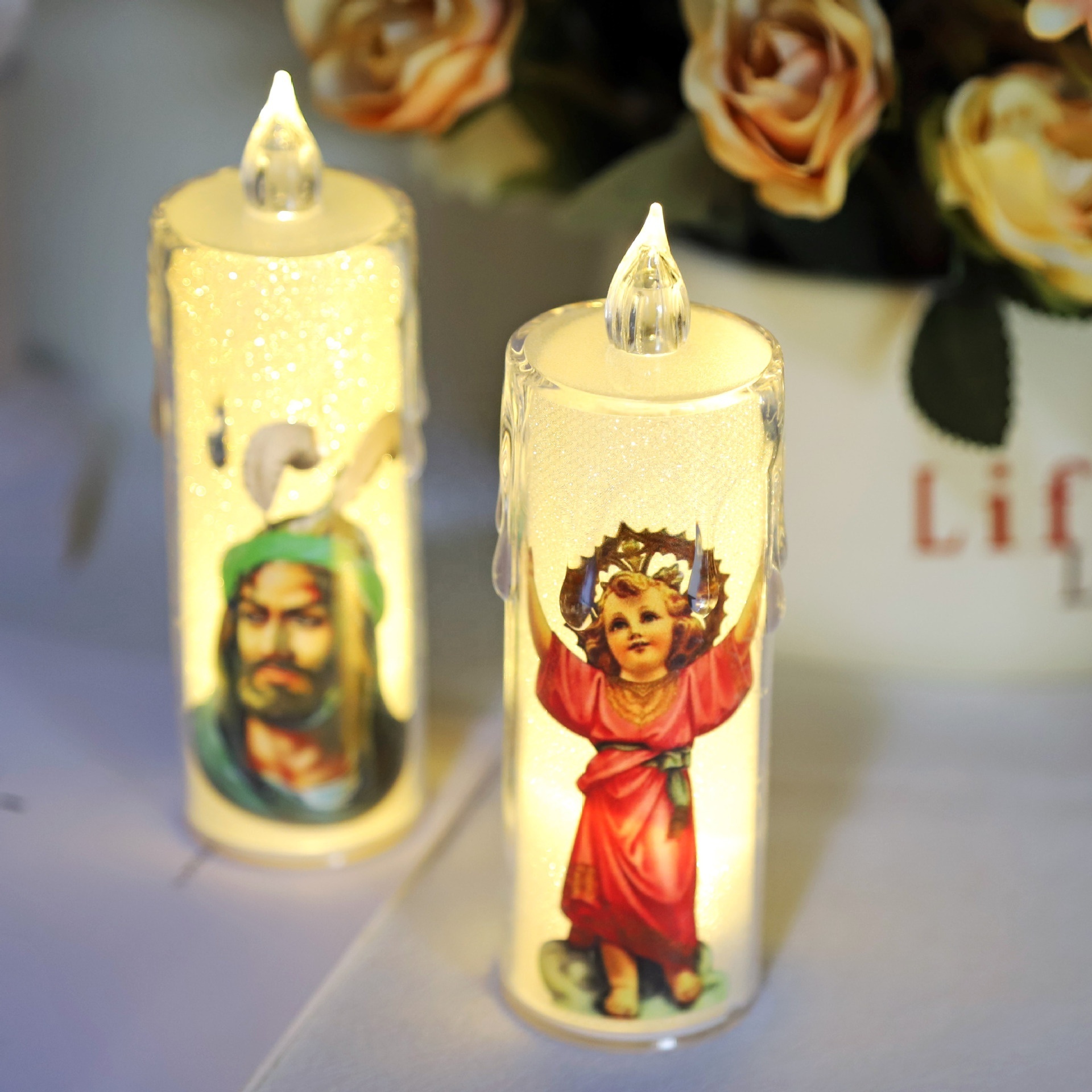 Acrylic Religious Festival Prayer LED Candles Long