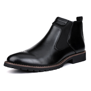 Handmade Slip on Ankle Winter Party Business Formal Chelsea boots for men shoes leather