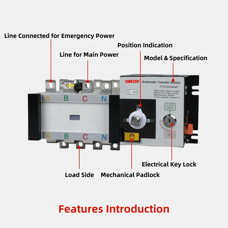 High Quality Automatic Transfer Switch 400 Amps 4 Pole Change Over Switch for Generator Dual Power changeover Switch