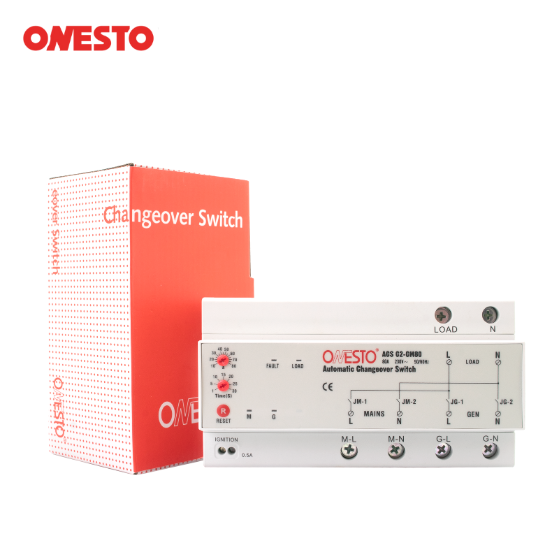 Onesto Generator ATS Automatic Changeover Switch Automatic Transfer Switches 1P+N 10A to 80A Adjustable With CE