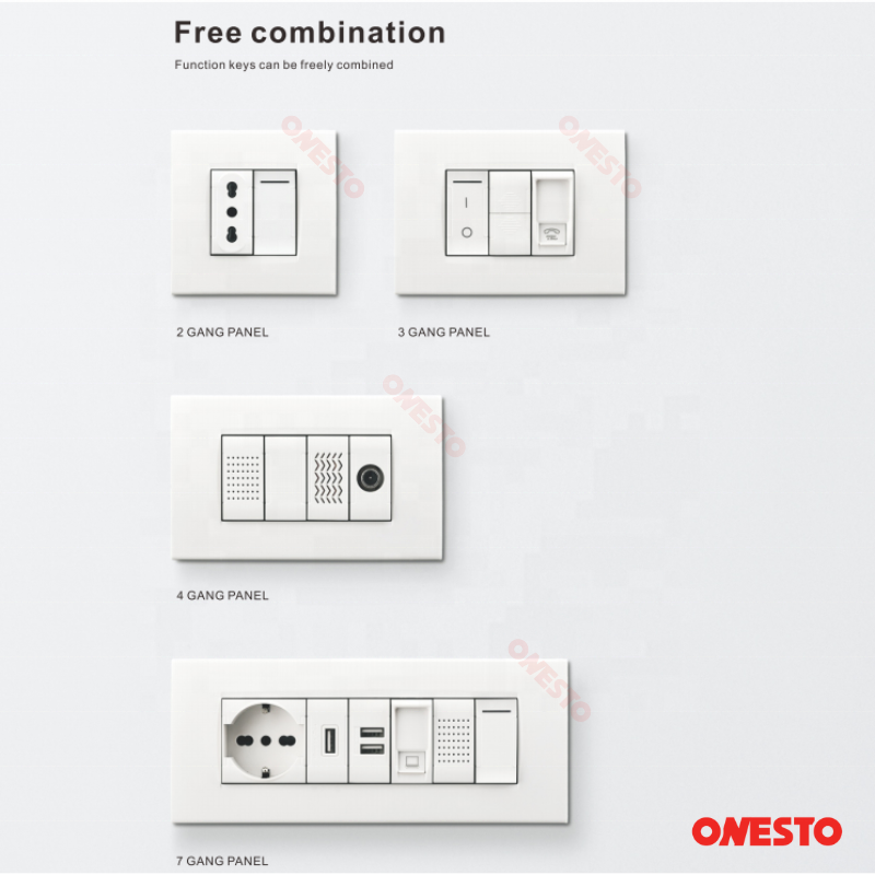 Onesto multi function wall socket for italy door bell switch 1 gang 1 way light switch