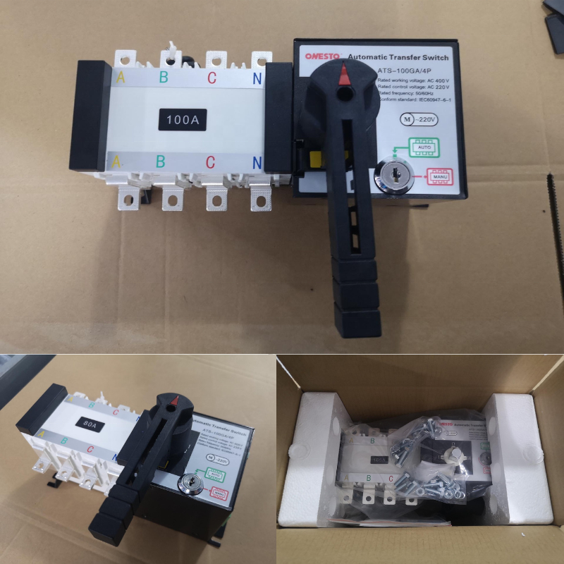 3P 4P Automatic Transfer Switch with Handle 63A 100A Changeover Switch Automatic ATS Switch