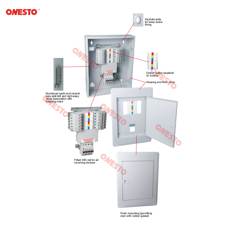 Three Phase Distribution Board 8way 12way 18way 24way 3 Pole Main Switch Metal Consumer Unit Box