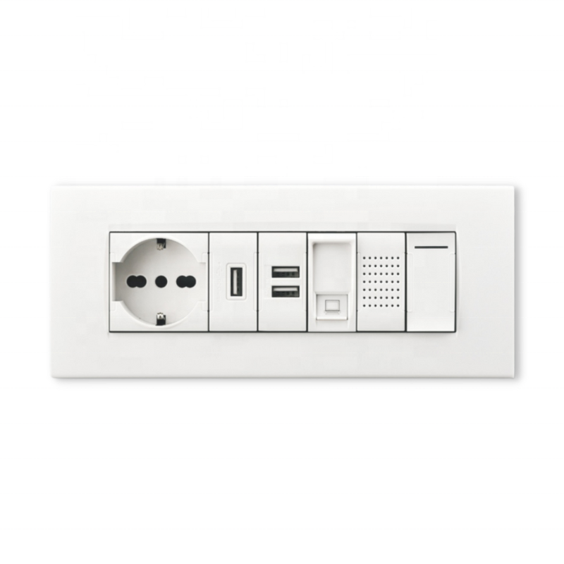 Onesto Multi-function Wall Switches with 3 Gang Light Dimmer Switch Curtain Switch RJ-45 Telphone Socket