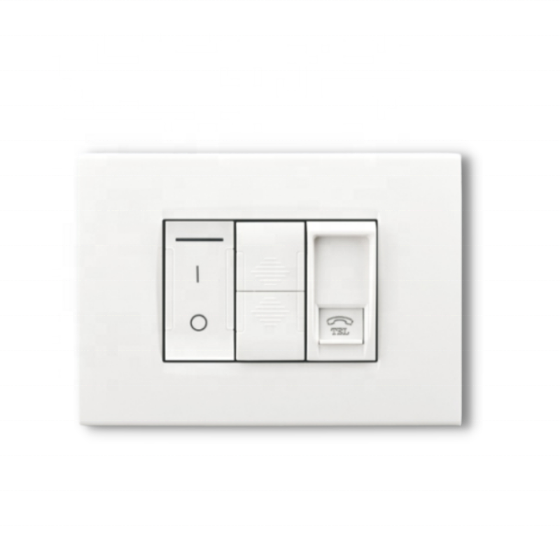 Italian Standard 3 pin Socket with White 7 Gang Panel 3 USB Plug Computer Socket  Doorbell Switch Light Switch