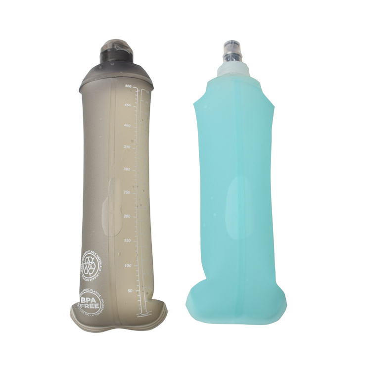 500ml trail running water flask soft water bottle collapsible folding hydration flask with new bite valve food-graded