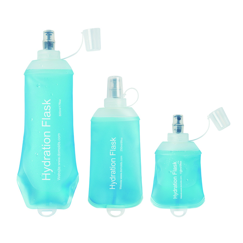 Ready to ship 500ml 250ml 150ml running water bottle soft TPU flask soft kettle foldable collapsible bottle hydration flask