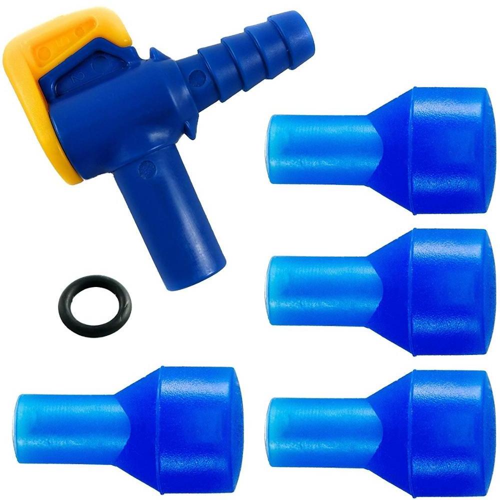 Aquatic Way Bite Valve Replacement Mouthpiece (4-Pack), Shutoff Valve, and Tube O-Ring Kit for Hydration Bladder