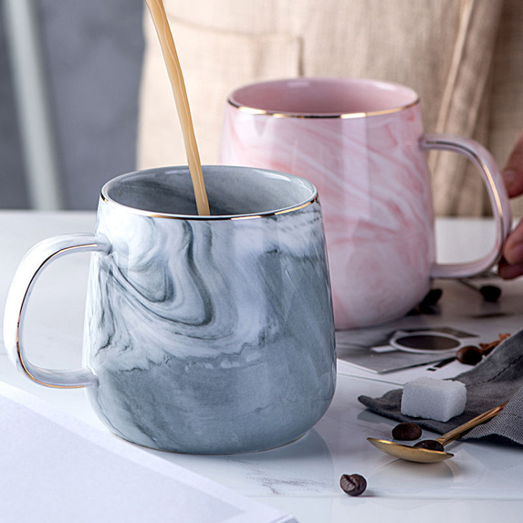 Customized Marbling Ceramic Coffee Cup Unique Mug ceramic mugs Couple mugs gift set