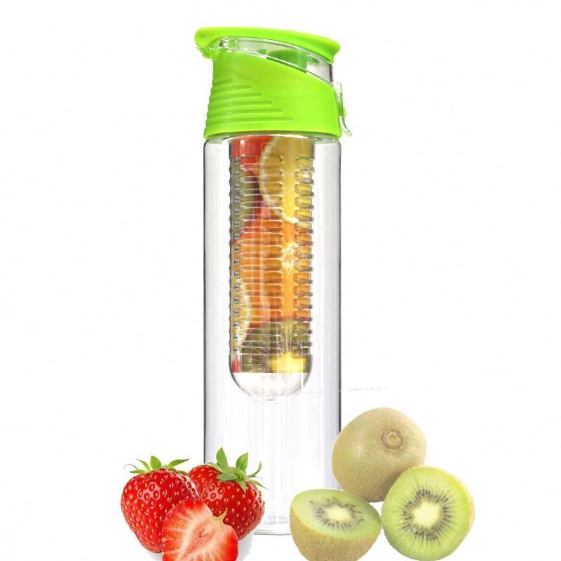 Hot sale Customized logo Tritan sport plastic Durable shaker water cup BPA Free Lemon fruit infuser water bottle With Filter