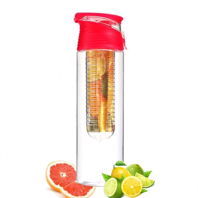 Hot sale Customized logo Tritan sport plastic Durable shaker water cup BPA Free Lemon fruit infuser water bottle With Filter