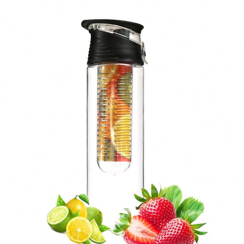 Hot sale Customized logo Tritan sport plastic Durable shaker water cup BPA Free Lemon fruit infuser water bottle With Filter