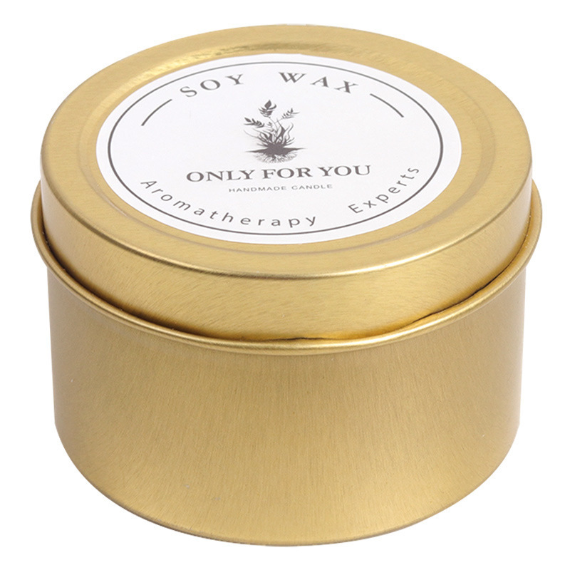 6oz Custom printed Seamless Metal Candles Tin Containers With Lid Empty Travel Gold Candle Tins