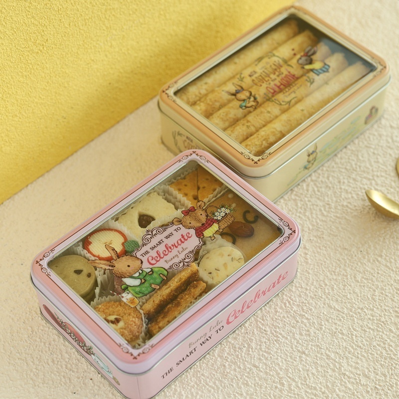 2023 popular tinplate box candy tin can with children safety biscuit packaging tin wholesales