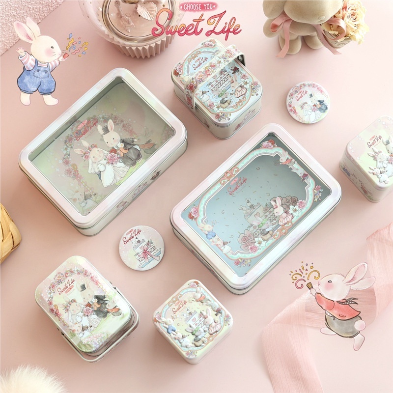 2023 popular tinplate box candy tin can with children safety biscuit packaging tin wholesales