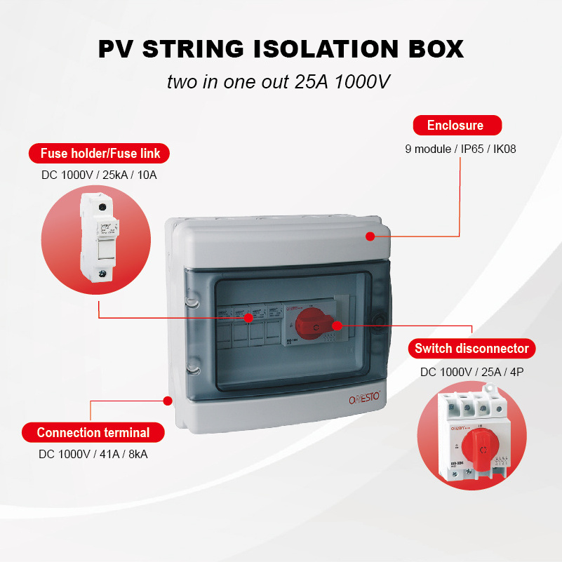 Solar Related Products PV Combiner Box 2IN 2OUT TWO IN ONE OUT String Box 9Way Junction Box