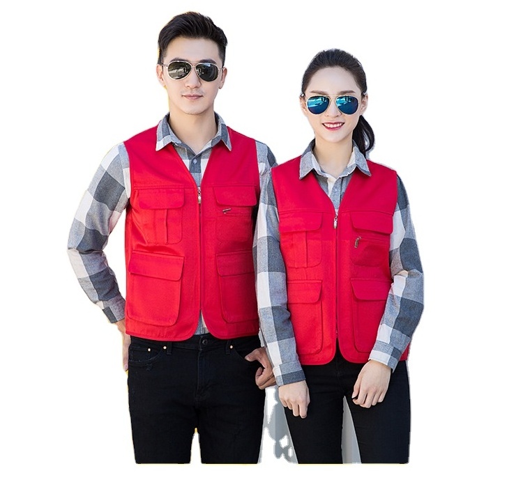 WHG9001 OEM Vest with many pockets Wholesale sleeveless work vest for workers volunteers clothes and propaganda