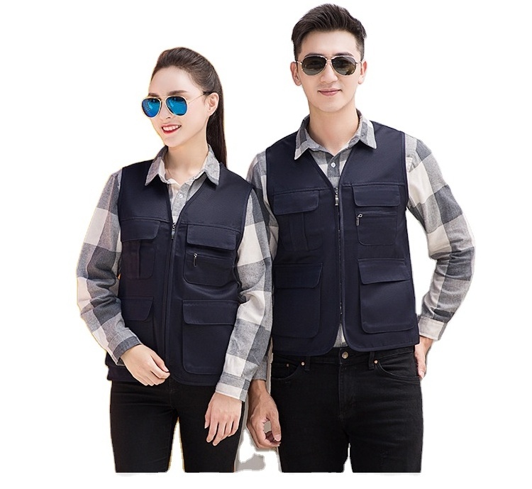 WHG9001 OEM Vest with many pockets Wholesale sleeveless work vest for workers volunteers clothes and propaganda