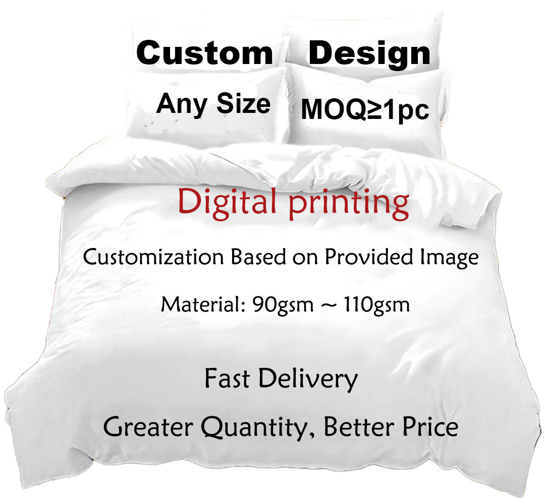 Factory Direct King Ruffle Cover Bed Sets Duvet Covers Queen Size Comforter Set Satin 3D Printed Series