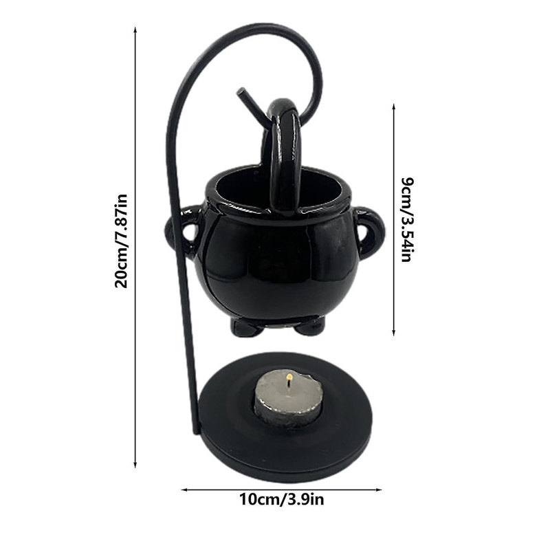 Black Ceramic Hanging Cauldron Essential Oil Burner Melt Witches Witchcraft Home Decor Tealight Candles Holder