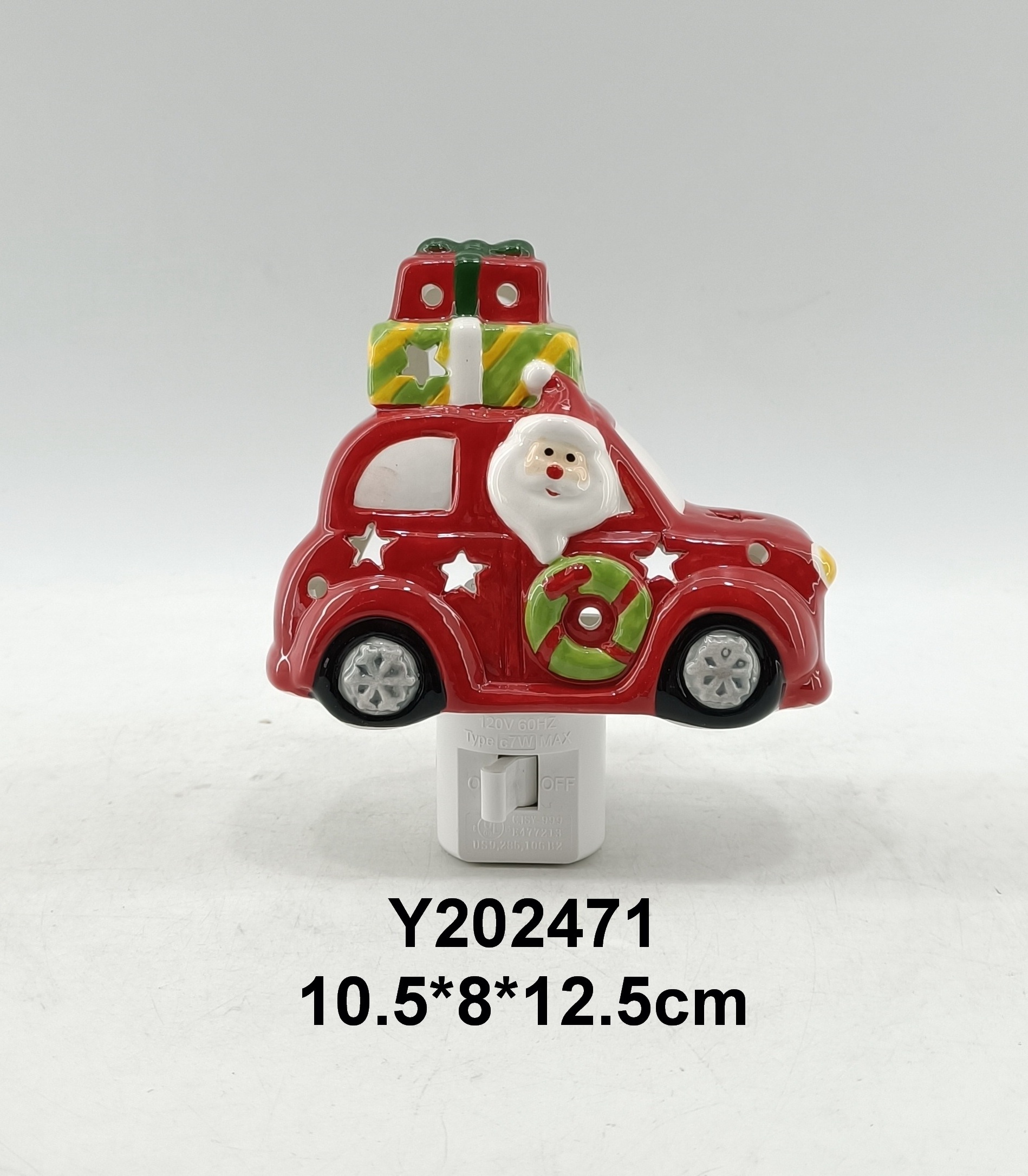 Christmas Red Truck with Tree Night Light Ceramic Camper Car Electrical Wall Plug in Nightlights