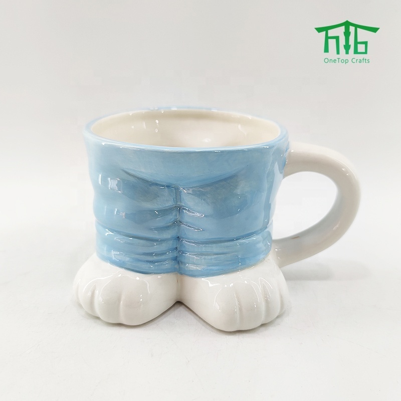 Hand-Painting Three Overlapping Rabbit Shape Mugs Ceramic Stackable Coffee mugs