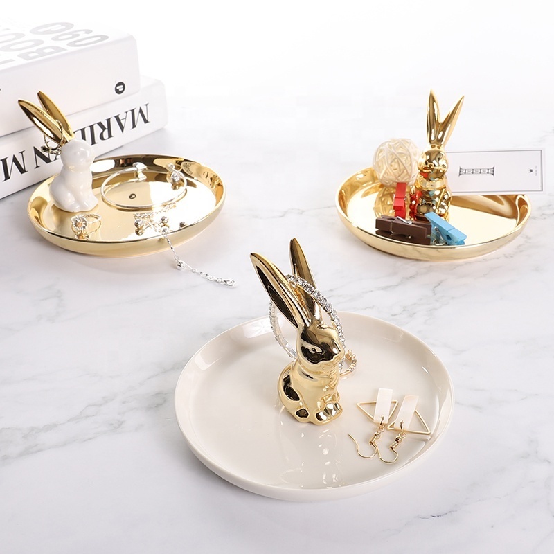 High Quality Animal Design Ceramic Jewelry Dish Cactus Jewelry Display Trinket Tray for Ring