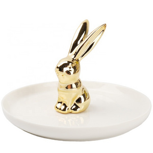 High Quality Animal Design Ceramic Jewelry Dish Cactus Jewelry Display Trinket Tray for Ring