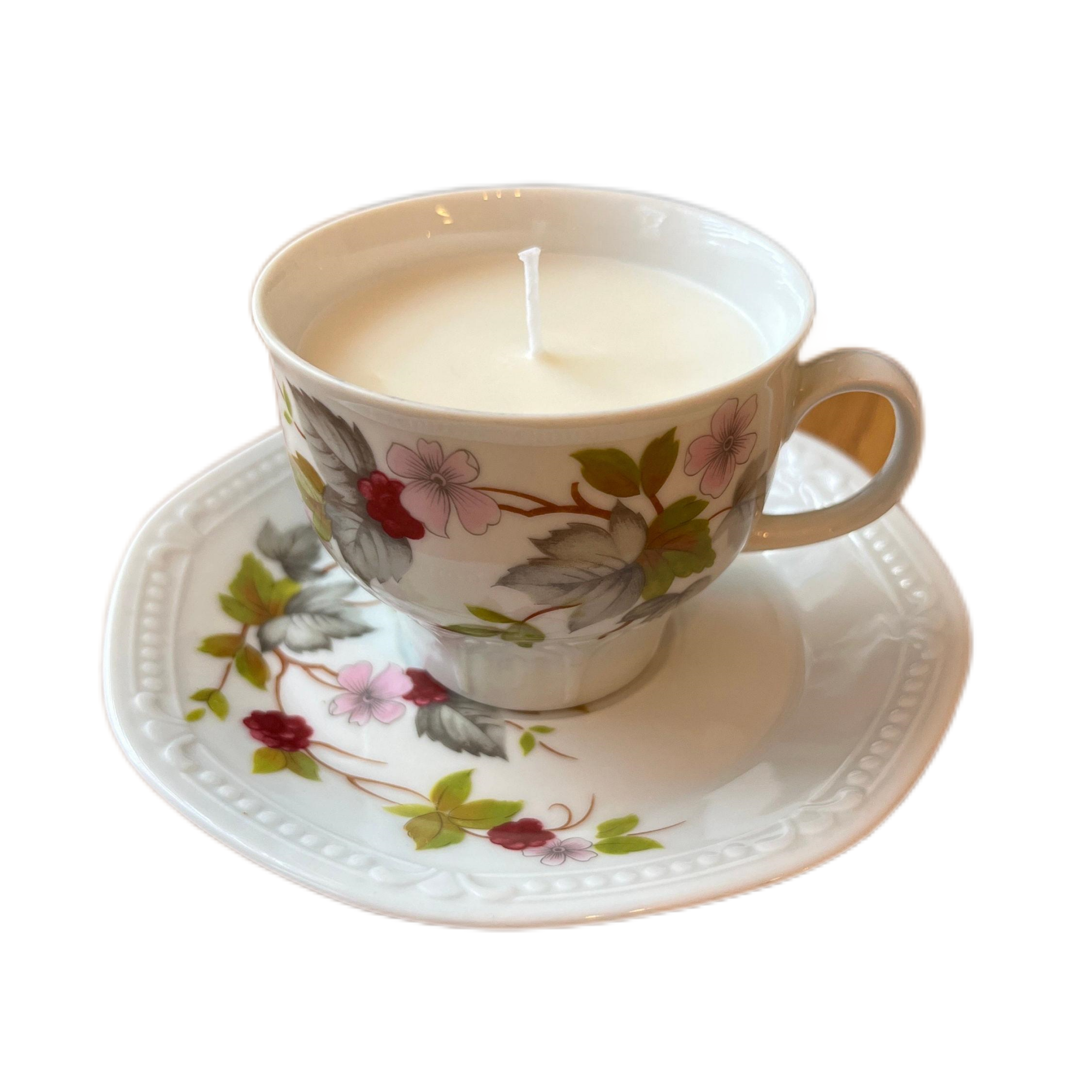 Tea Cup Shaped Ceramic Candle Holders European Style Creative Tea Light Holder Oil Burner Wax Candle