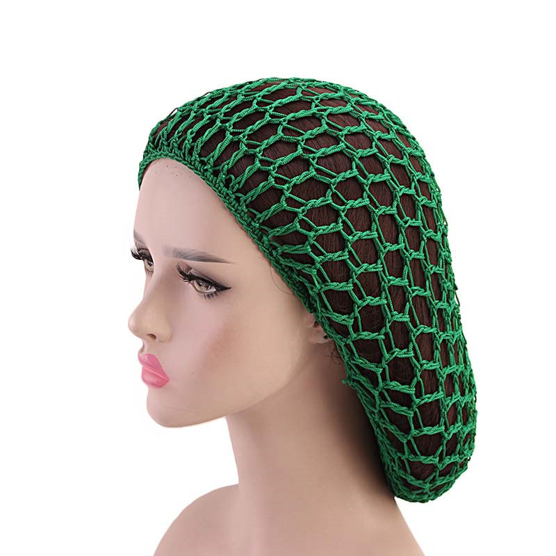 Wholesale Unisex Polyester Hair Snood Night Sleep Hat Hair Snood Crocchet Net Cap Summer Head Covers Solid Wig Cap Turban Bonnet