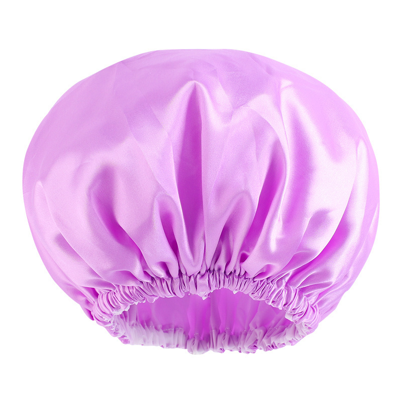 Wholesale Solid Colors Shower Bath Caps Waterproof Double Layer Reusable EVA Hair Bonnet Shower Cap