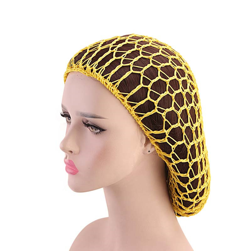 Wholesale Unisex Polyester Hair Snood Night Sleep Hat Hair Snood Crocchet Net Cap Summer Head Covers Solid Wig Cap Turban Bonnet