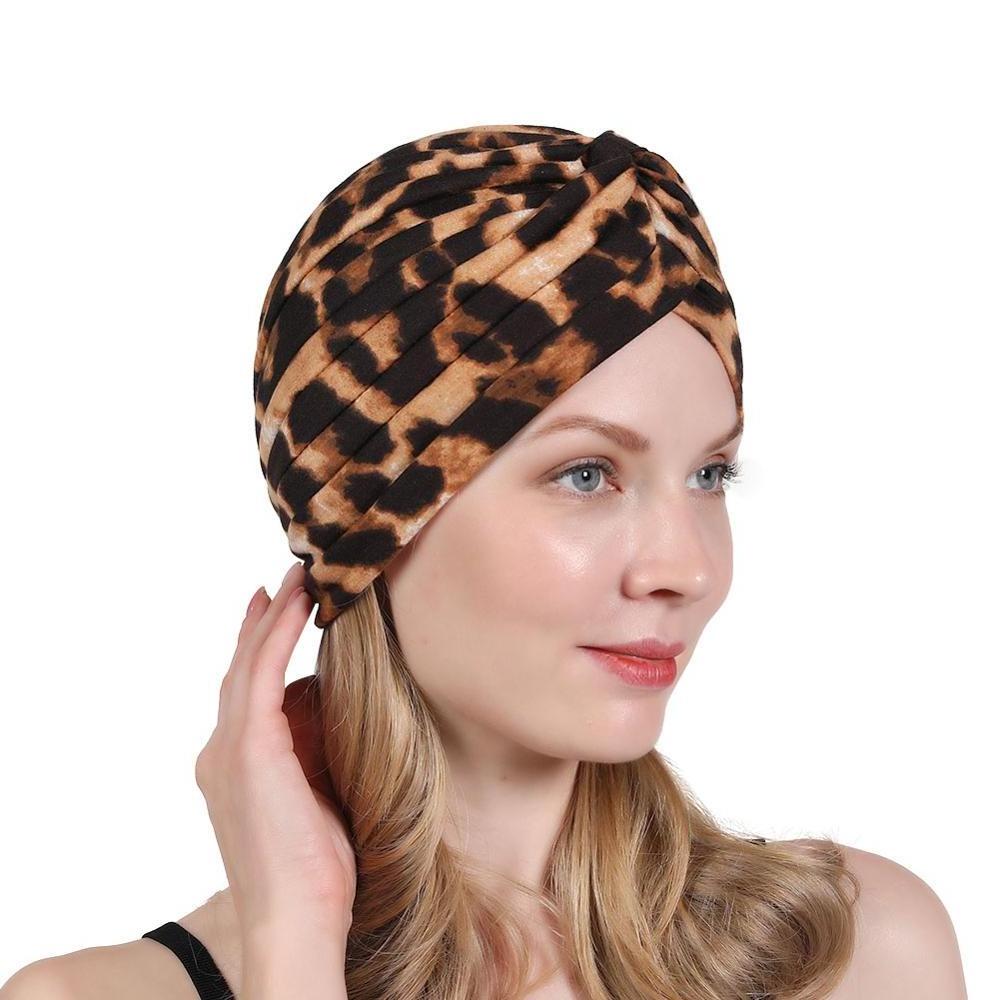 Hot sale Animal Printing Soft Cotton Knot Turban Hats for Women TJM-412