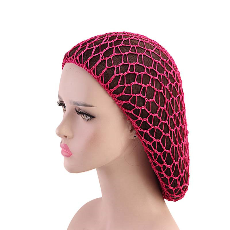 Wholesale Unisex Polyester Hair Snood Night Sleep Hat Hair Snood Crocchet Net Cap Summer Head Covers Solid Wig Cap Turban Bonnet