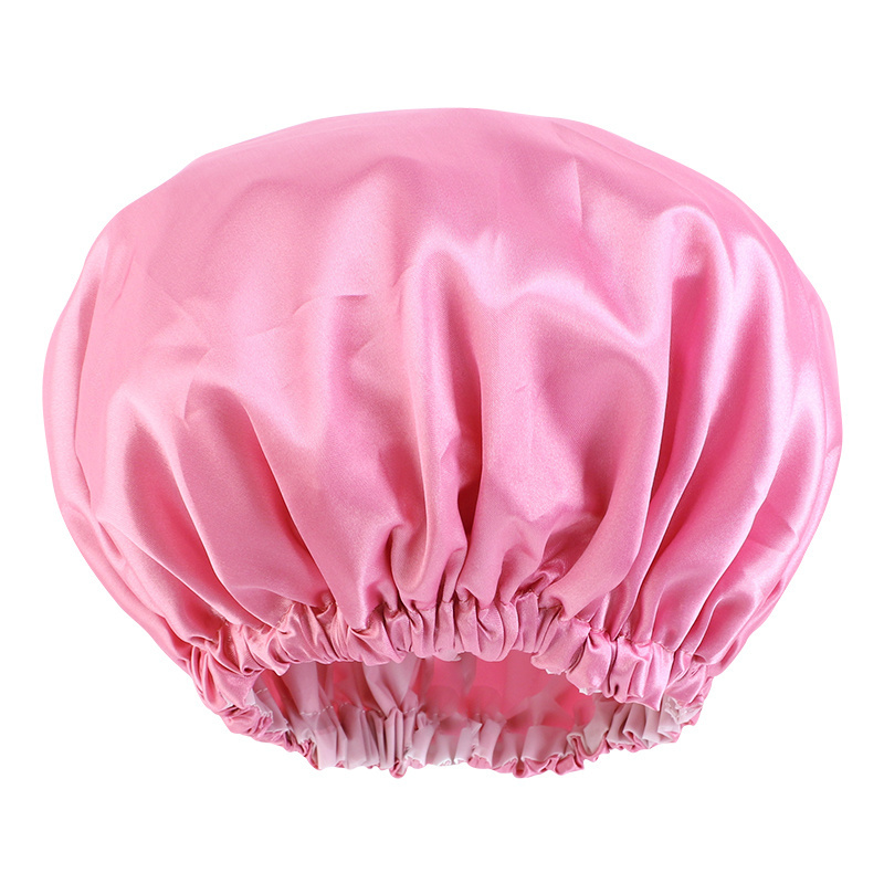 Wholesale Solid Colors Shower Bath Caps Waterproof Double Layer Reusable EVA Hair Bonnet Shower Cap