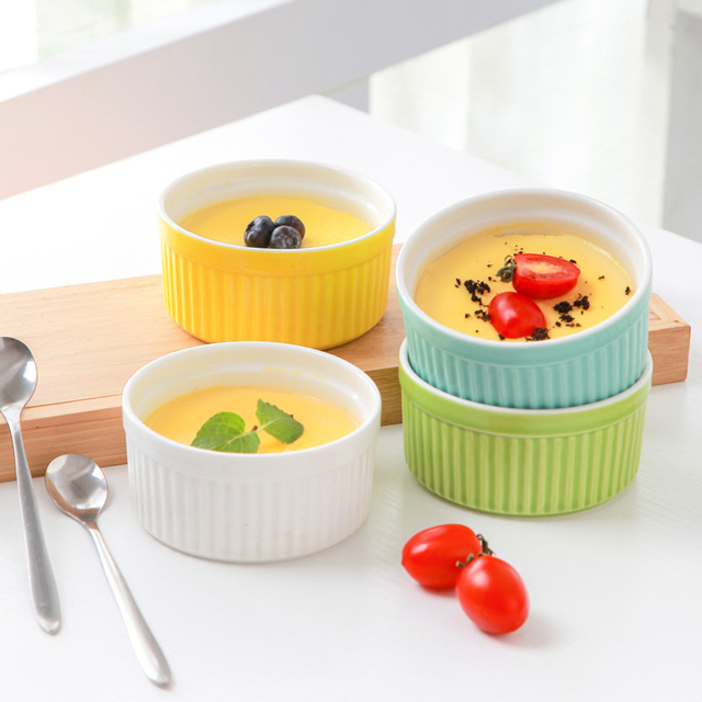 Assorted Ceramic Ramekins Porcelain Souffle Dishes Ramekins for Creme Brulee and Ice Cream Ceramic Bakeware