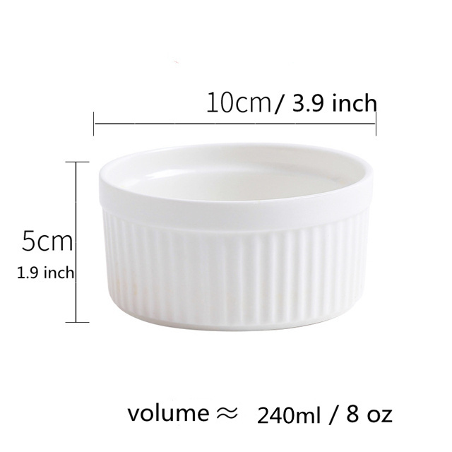 Assorted Ceramic Ramekins Porcelain Souffle Dishes Ramekins for Creme Brulee and Ice Cream Ceramic Bakeware