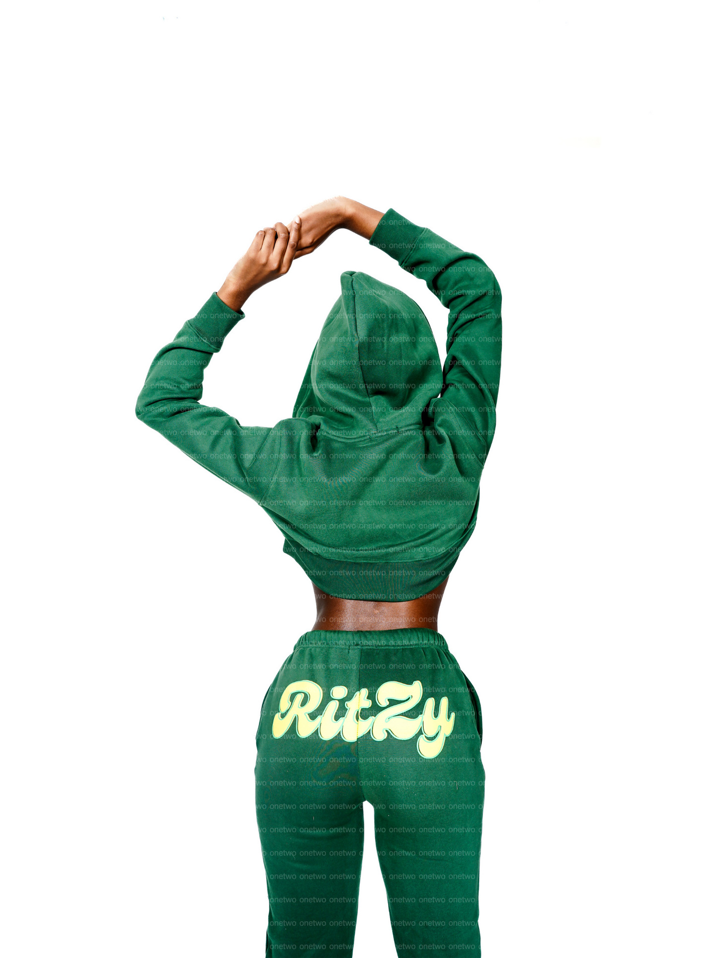 WT Custom Y2K Cropped Hoodie Set Print Logo Two Piece Matching Zip Up Cotton French Terry Sweatsuits Flared Tracksuits For Women