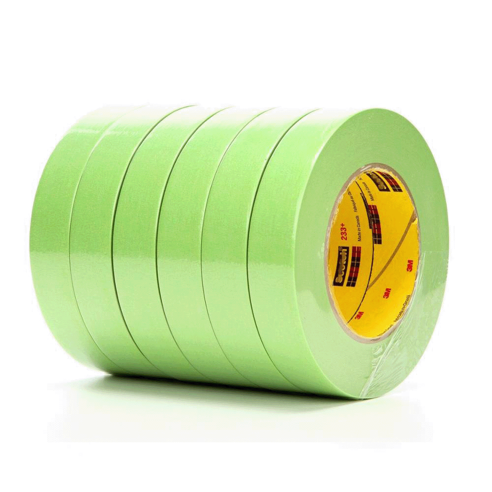 Green Masking Tape 3M 233+ UV Moisture Solvents Heat Resistant Adhesive Paper Moldings Plastic Paint Metal Protect