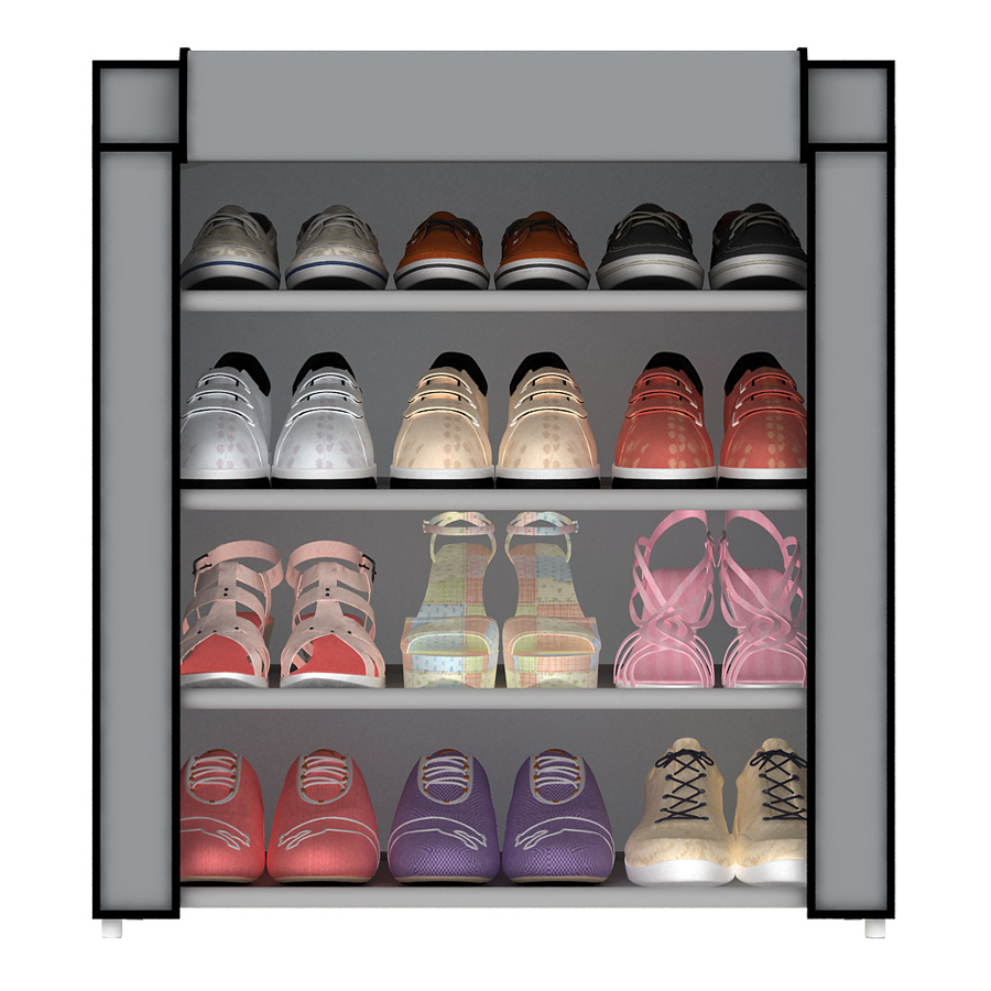 5 tiers portable shoe rack with cover shoes organizer rack non-woven fabric shoe closet