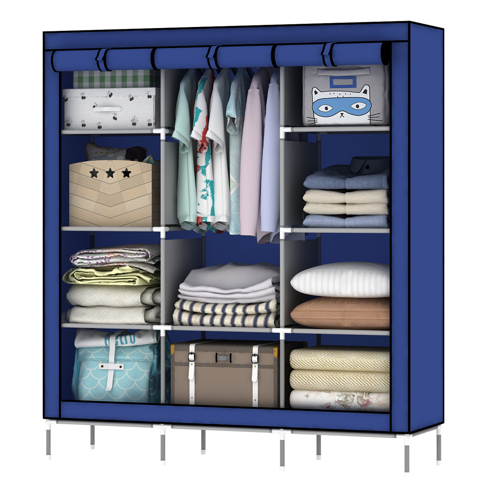 Clothes Closet Portable Freestanding Closet Shelf Storage Organizer Wardrobe with Hanging Rack