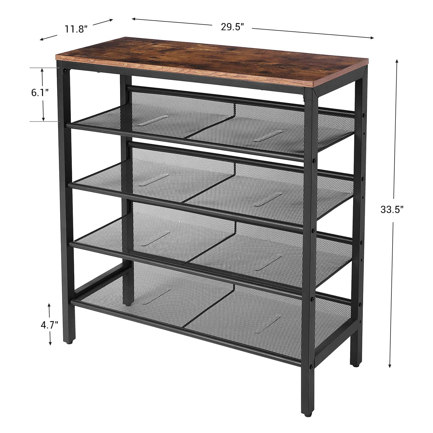 Shoe Rack Bench, 5-Tier Shoe Storage Unit Flat & Slant Adjustable Shoe Organizer Shelf