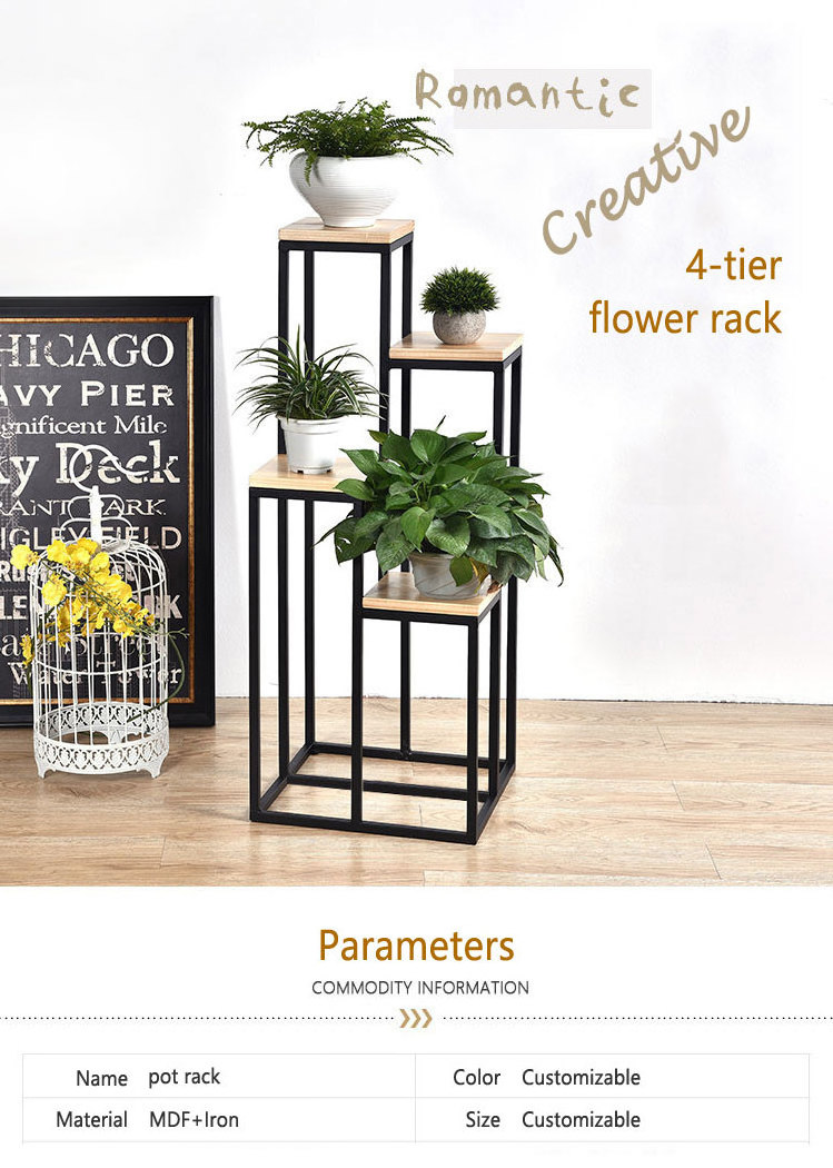 Plant Stand Metal Flower Holder Racks with 4 Tiers Garden Decoration Display 4 Layers Planter Rack Shelf Organizer