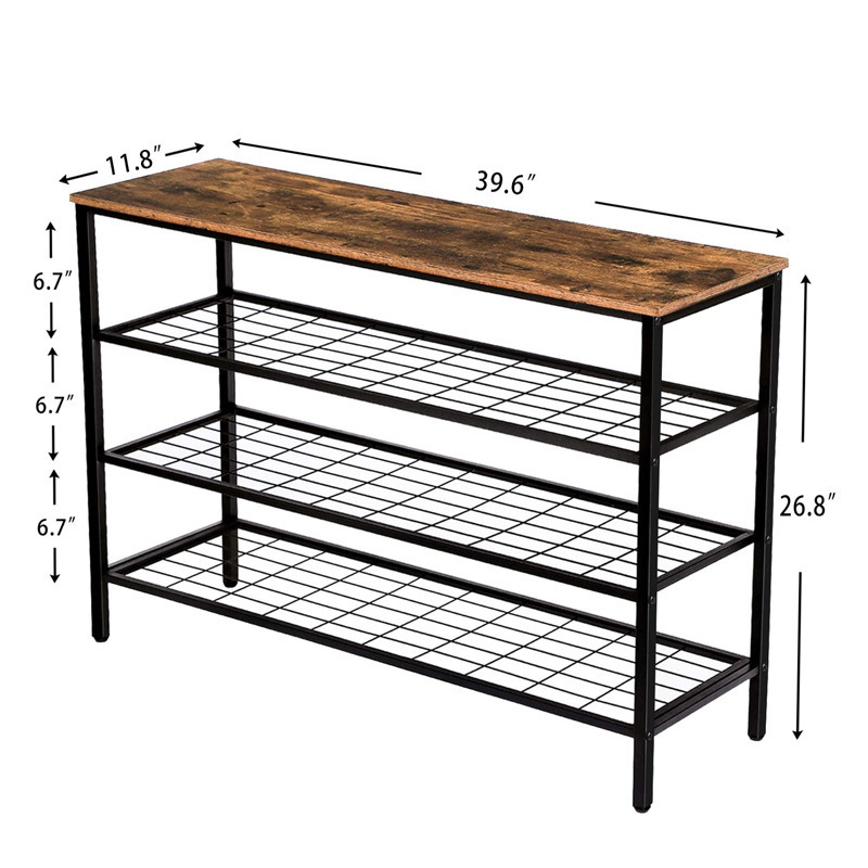 High Quality Shoe Rack Organizer with 4 Mesh Shelves All-Metal Shoe Tower Shoe Storage Shelf with MDF Top Board