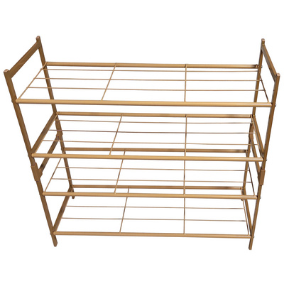 4-Tier Stackable Metal Shoe Rack Expandable & Adjustable Shoe Organizer Wire Grid Storage Shelf