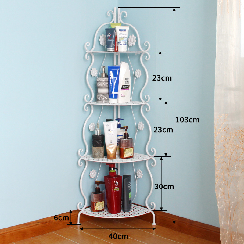 4-Tier Metal Storage Free-Standing Corner Shelf Storage Open Shelf Unit Corner Rack Fan-Shaped for Kitchen Living Room La